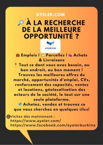 ..... Trouvez les meilleures offres du marché, opportunités d’emploi, CVs, renforcement des capacités, ventes et locations, géolocalisation des acteurs de la société, le tout sur une seule plateforme ........